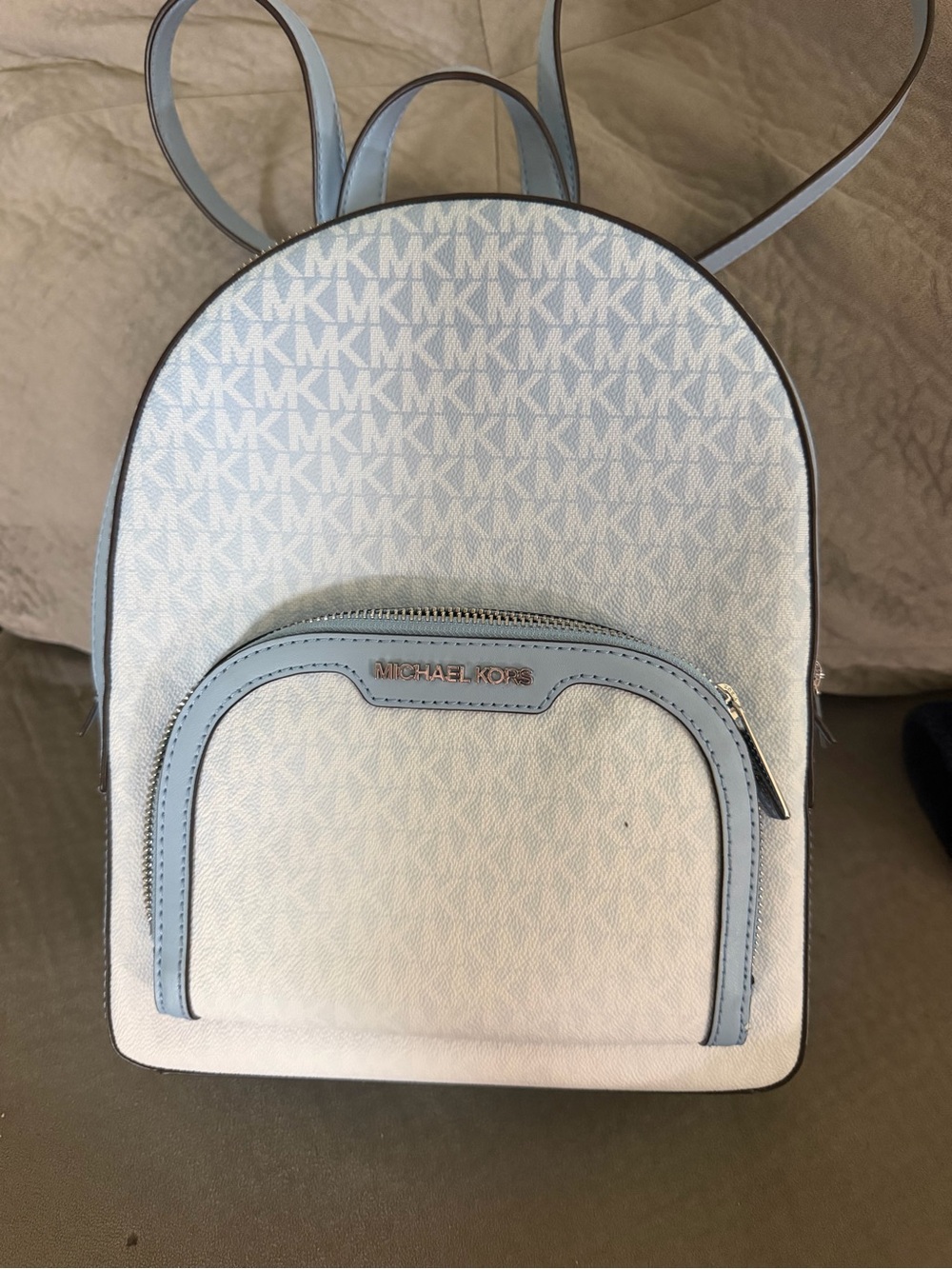 Michael Kors Light Blue MK Logo Mini Backpack